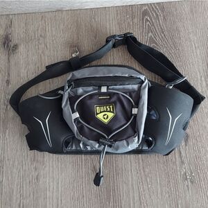 Quest Black Nylon Fanny Pack Hip Travel Hiking Waist Bum Bag 2 Bottle Holder